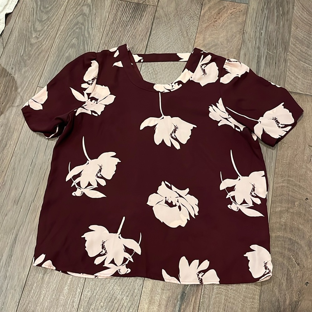 Maroon and Pink floral blouse